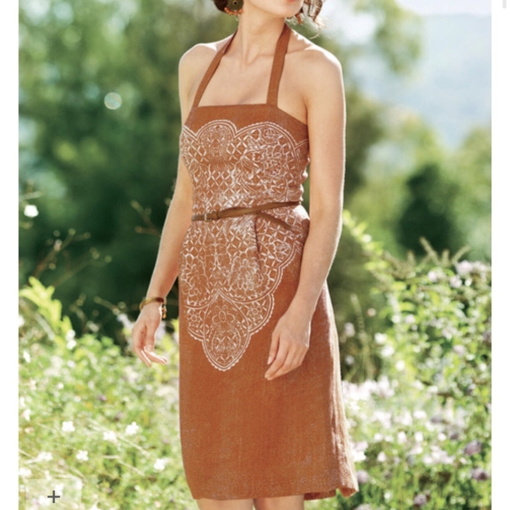 NWT Peruvian Connection shimmer 100% linen mandala dress